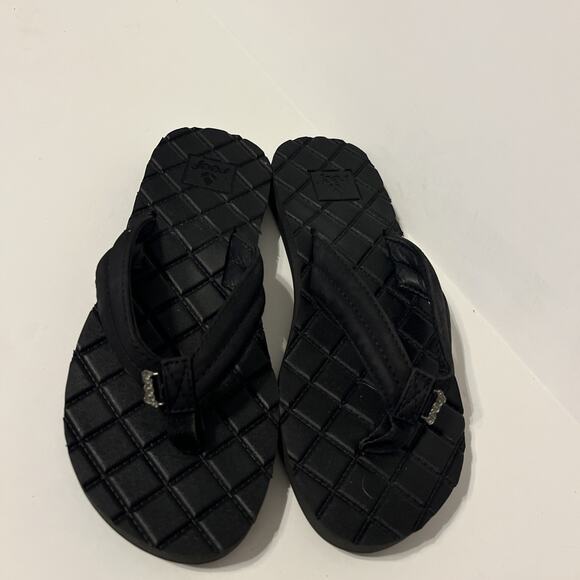 Black Leather reef flip flops Women Size 7 - Picture 1 of 7